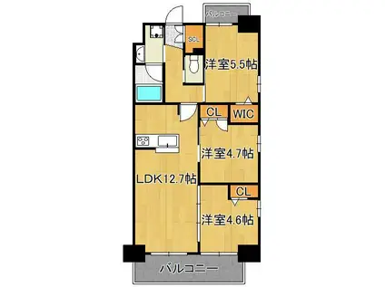 コンダクトレジデンスHIBIKINO(3LDK/2階)の間取り写真