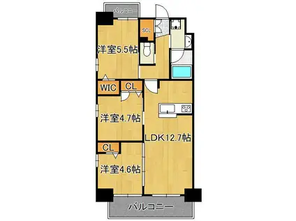 コンダクトレジデンスHIBIKINO(3LDK/5階)の間取り写真