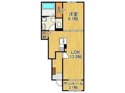 プロムナード Ⅰ(1LDK/1階)の間取り写真