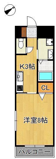 ERIOS COURT折尾(1K/1階)の間取り写真