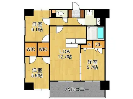 F・STAGE折尾(3LDK/4階)の間取り写真