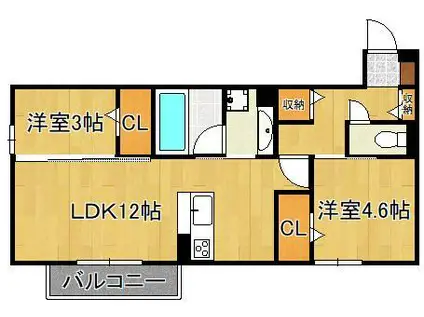 D-ROOM御開(2LDK/1階)の間取り写真