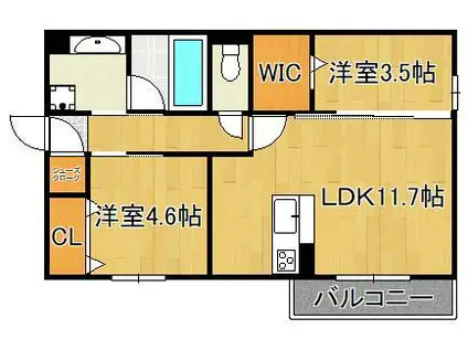 D-ROOM御開(2LDK/2階)の間取り写真