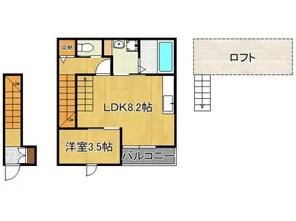 シアハウス大浦(1LDK/2階)の間取り写真