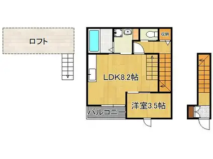 シアハウス大浦(1LDK/2階)の間取り写真