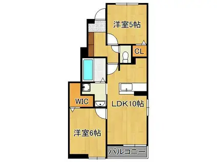 アンジュ本城(2LDK/1階)の間取り写真