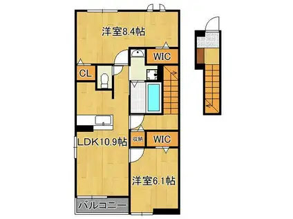 アンジュ本城(2LDK/2階)の間取り写真