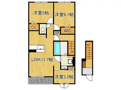 エクセラン ルナ(3LDK/2階)の間取り写真