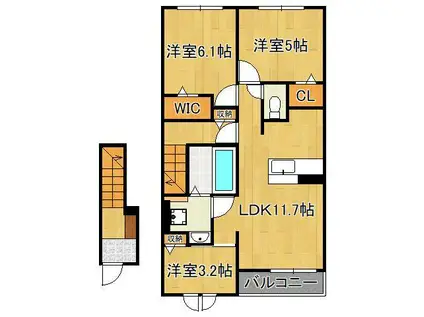 エクセラン ルナ(3LDK/2階)の間取り写真