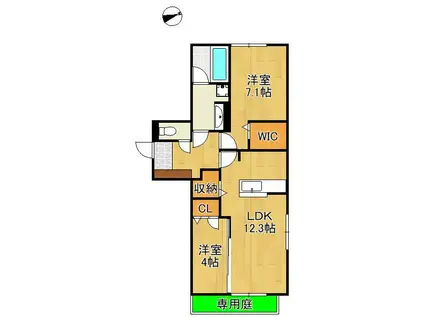 アトレ西折尾(2LDK/1階)の間取り写真