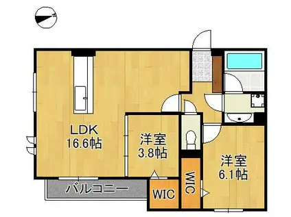 アトレ西折尾(2LDK/3階)の間取り写真