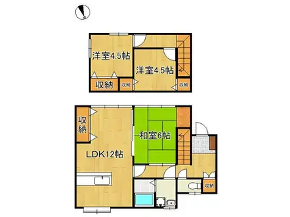 筑豊本線 本城駅 徒歩13分 2階建 築47年(3LDK)の間取り写真