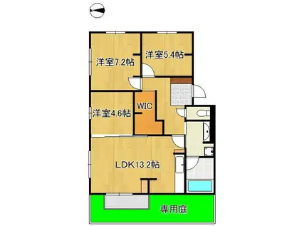 DーROOM本城東 B棟(3LDK/1階)の間取り写真