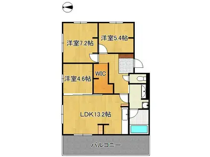 DーROOM本城東 B棟(3LDK/3階)の間取り写真