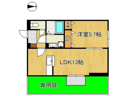 DーROOM本城東 A棟(1LDK/1階)の間取り写真