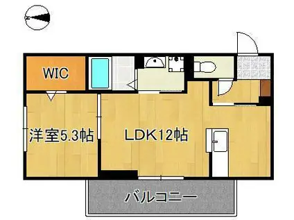 DーROOM本城東 A棟(1LDK/3階)の間取り写真