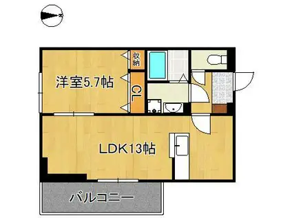 DーROOM本城東 A棟(1LDK/2階)の間取り写真
