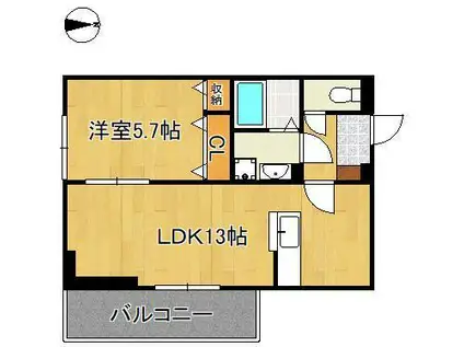 DーROOM本城東 A棟(1LDK/3階)の間取り写真
