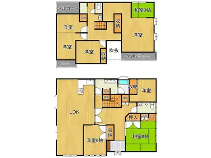 筑豊本線 本城駅 徒歩71分 2階建 築29年(8SLDK)の間取り写真