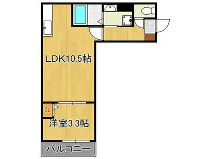 折尾4丁目AP(1LDK/3階)の間取り写真