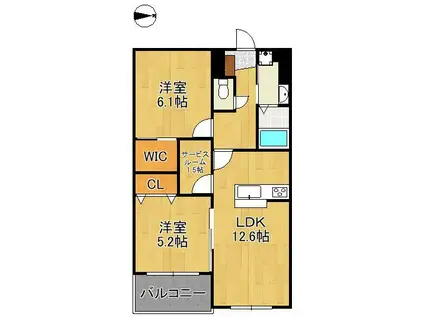 GRAND CHARIOT OHIRAKI(2SLDK/1階)の間取り写真