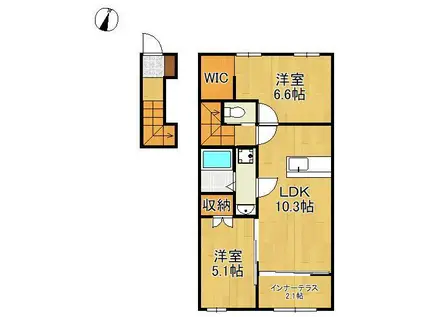 ラグーナ青葉台(2LDK/2階)の間取り写真