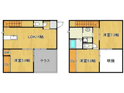筑豊本線 本城駅 徒歩32分 2階建 築18年(3LDK)の間取り写真
