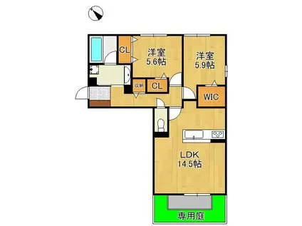 筑豊本線 二島駅 徒歩20分 2階建 新築(2LDK/1階)の間取り写真