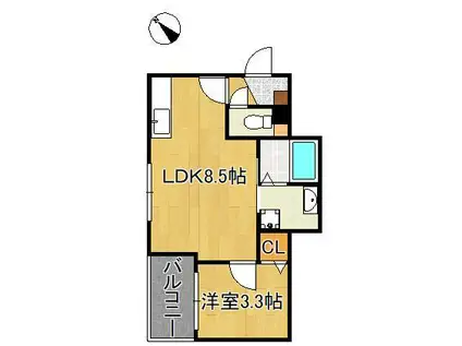 CRECIA楠木(1LDK/1階)の間取り写真