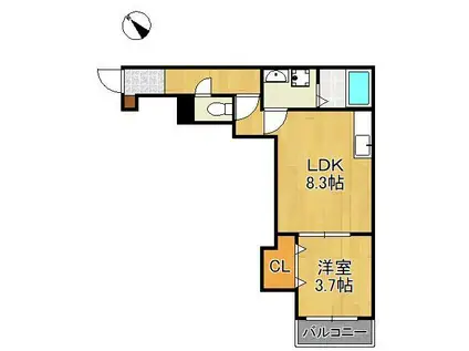 CRECIA楠木(1LDK/3階)の間取り写真