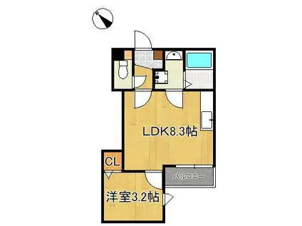 CRECIA楠木(1LDK/2階)の間取り写真