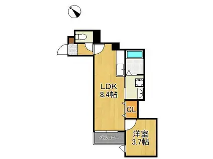CRECIA楠木(1LDK/3階)の間取り写真