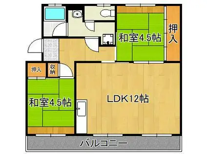 梅ノ木団地18棟(2LDK/5階)の間取り写真