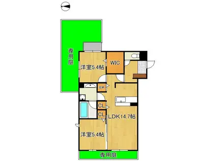 D-ROOM折尾駅前(2LDK/1階)の間取り写真