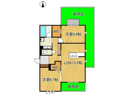 D-ROOM折尾駅前(2LDK/1階)の間取り写真