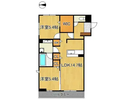 D-ROOM折尾駅前(2LDK/3階)の間取り写真