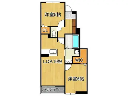 メゾンド・プチ・フルールⅩⅣ(2LDK/1階)の間取り写真