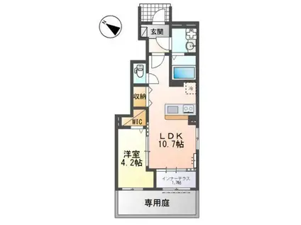 八幡西区楠木2丁目アパート(1LDK/1階)の間取り写真