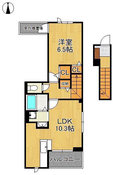 サンパティークⅣ(1LDK/2階)の間取り写真