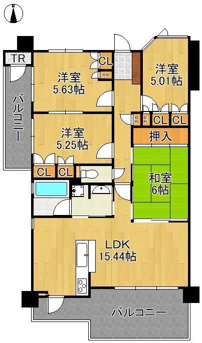アーティックス千代ヶ崎(4LDK/2階)の間取り写真