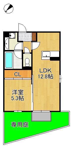 ヴィバーチェ(1LDK/1階)の間取り写真