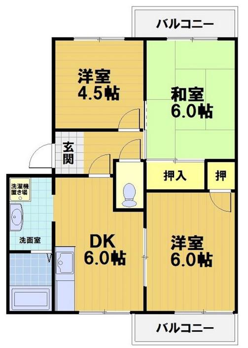 フレグランス西村(3DK/2階)の間取り写真