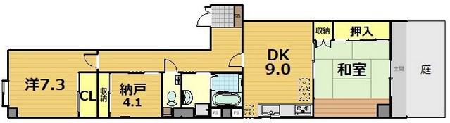 パルティール四条(2SDK/1階)の間取り写真