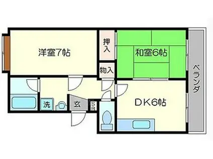 ピアレス千本(2DK/3階)の間取り写真