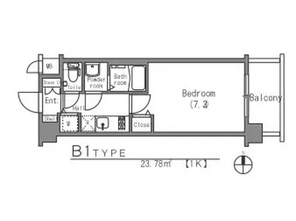 アスヴェル京都壬生イースト(1K/2階)の間取り写真