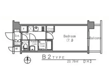 アスヴェル京都壬生イースト(1K/2階)の間取り写真