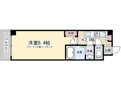 ウィンドベル二条駅(1K/3階)の間取り写真