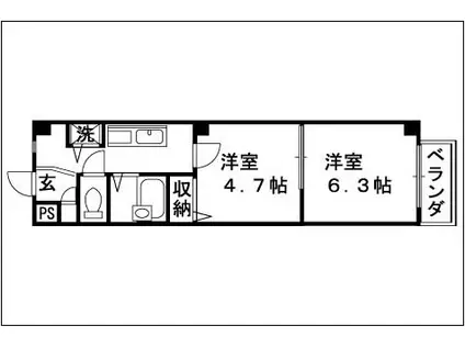 プライムシティ西陣(2K/2階)の間取り写真