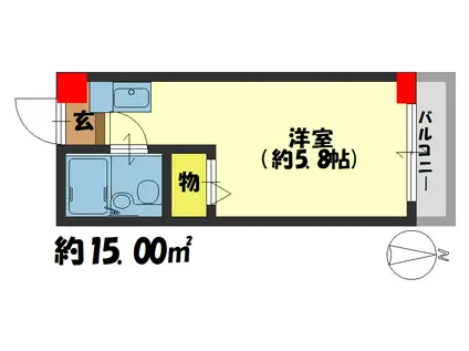 船岡山ハイツ(ワンルーム/4階)の間取り写真
