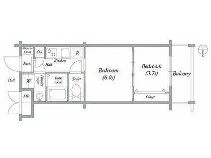 CREST TAPP 京都二条(2K/3階)の間取り写真